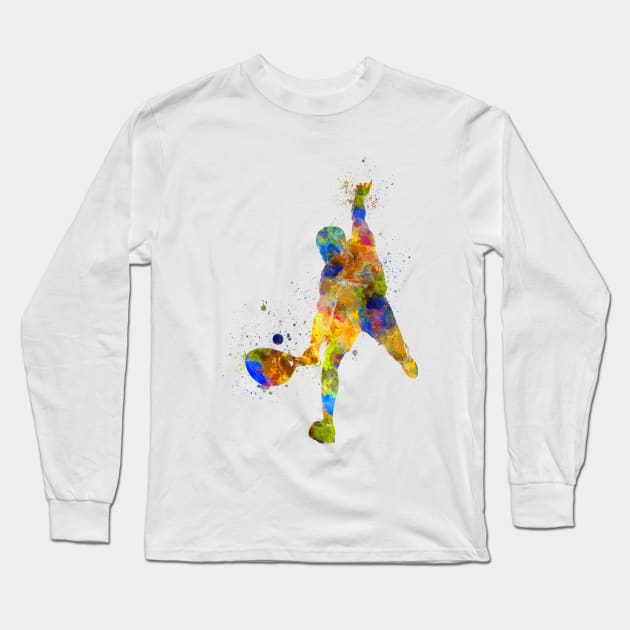 Watercolor paddle player Long Sleeve T-Shirt by PaulrommerArt
